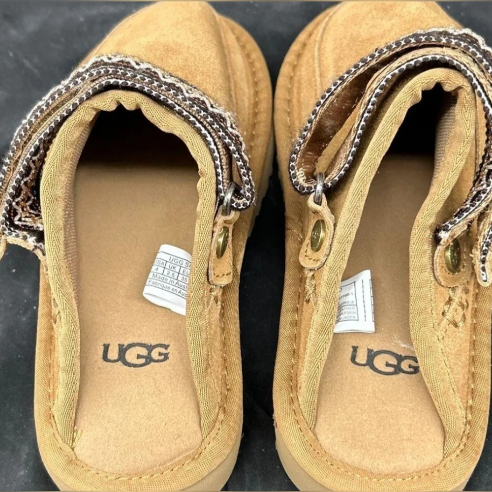 UGG Goldenstar UGGbraid Kids Tan Slip-On Slippers Big Kids' Size 4 NWOT